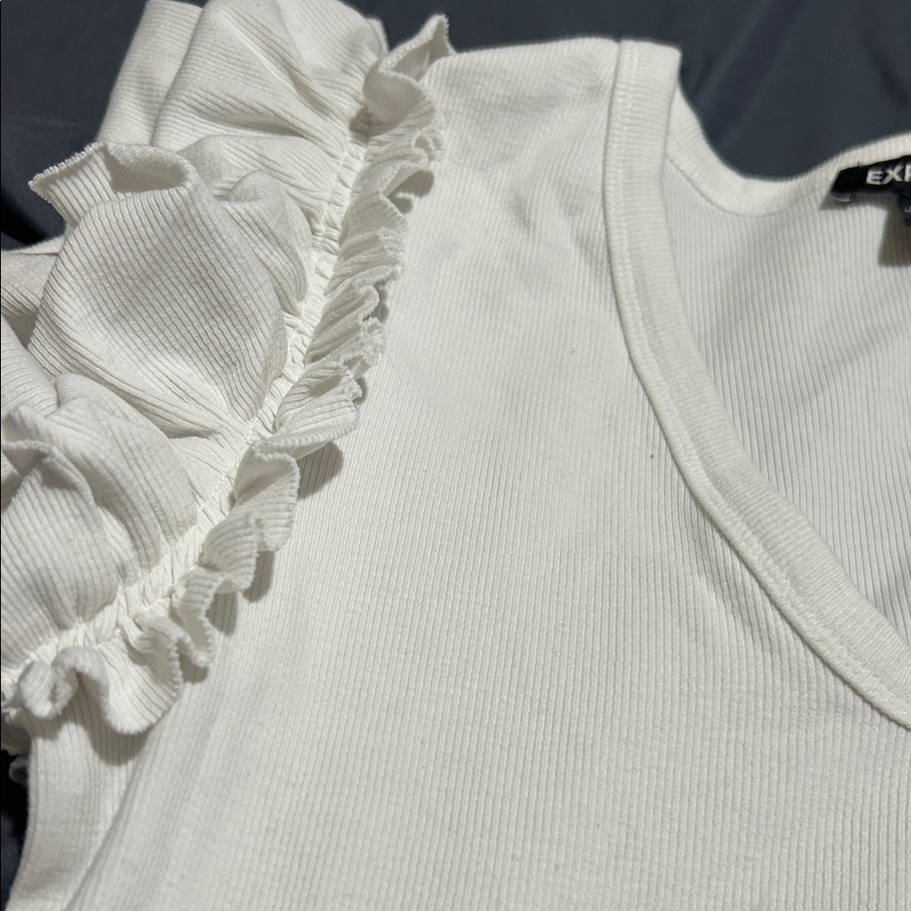 Express Ivory Ruffle Sleeve Bodysuit - Picture 5 of 5